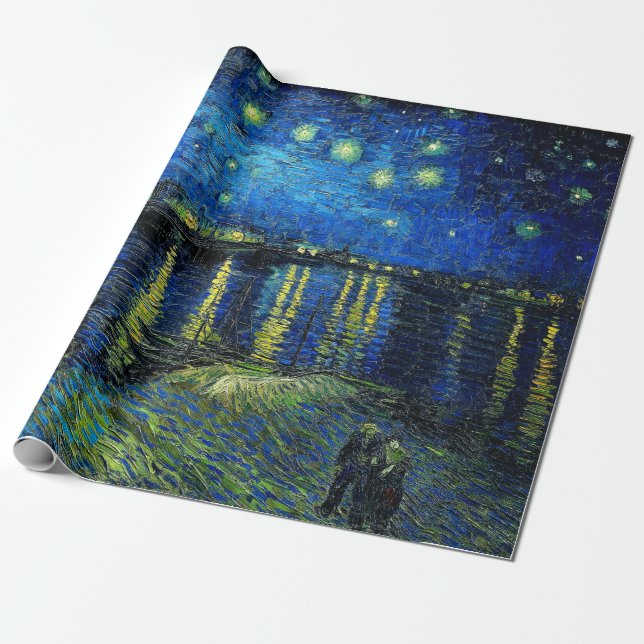 Papier Cadeau Starry Night Over the Rhone par Vincent Van Gogh (Déroulé)