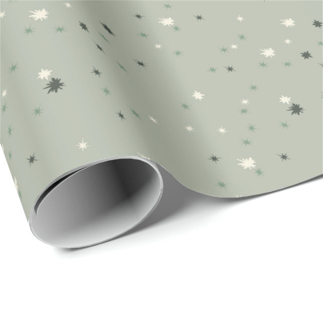 Papier Cadeau Stars Motif (Sage Green) (Coin rond)