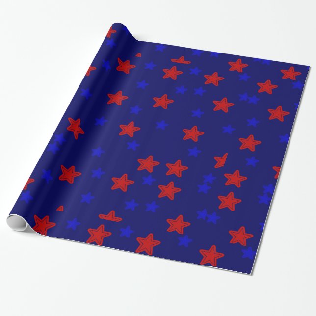 Papier cadeau Stars Rouge et Bleu (Déroulé)