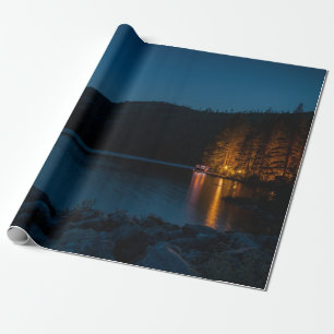 Papier Cadeau STATION D'ACCUEIL EN BOIS Brown SUR BLUE LAKE PEND