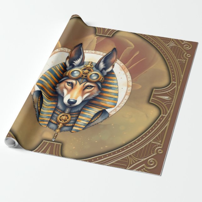 Papier Cadeau Steampunk Anubis Fox Portrait (Déroulé)