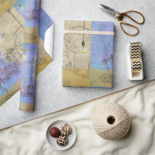 Papier Cadeau Steampunk Mécanique Edison Light Bulb Architect