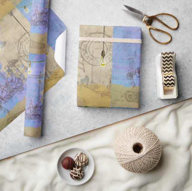 Papier Cadeau Steampunk Mécanique Edison Light Bulb Architect (Artisanat)