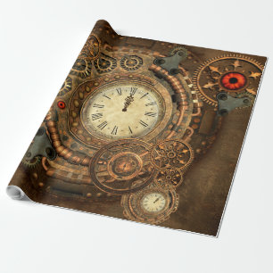 Papier Cadeau Steampunk, rouages merveilleux