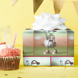 Papier Cadeau Stick Figure Kid Baseball Player