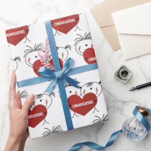 Papier Cadeau Stick Figure Newlyweds Félicitations