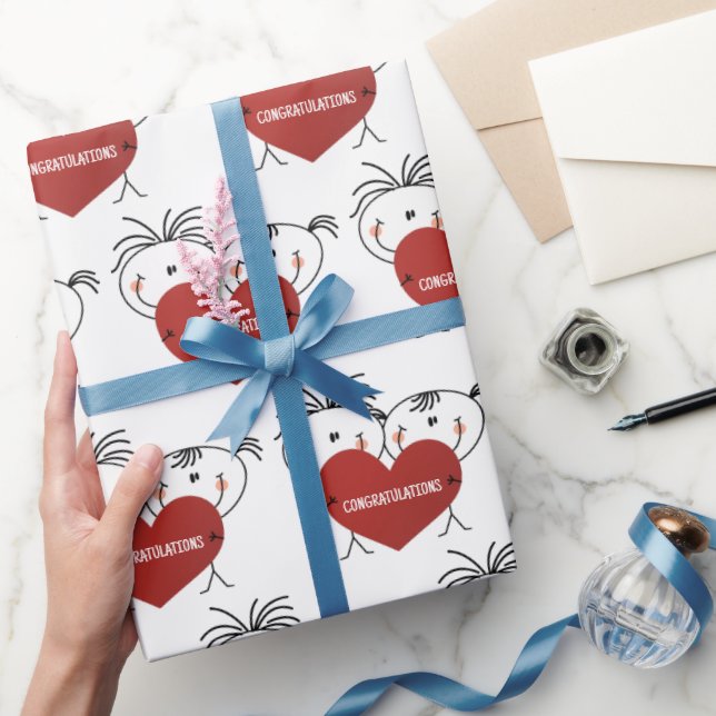 Papier Cadeau Stick Figure Newlyweds Félicitations (Cadeaux)