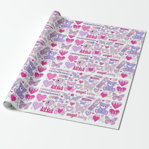 Papier Cadeau stickers rose glamour dans emo goth tendance 2000s