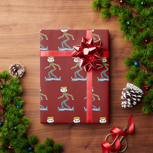 Papier Cadeau Stickman Hoverboard (Cadeau de vacances)
