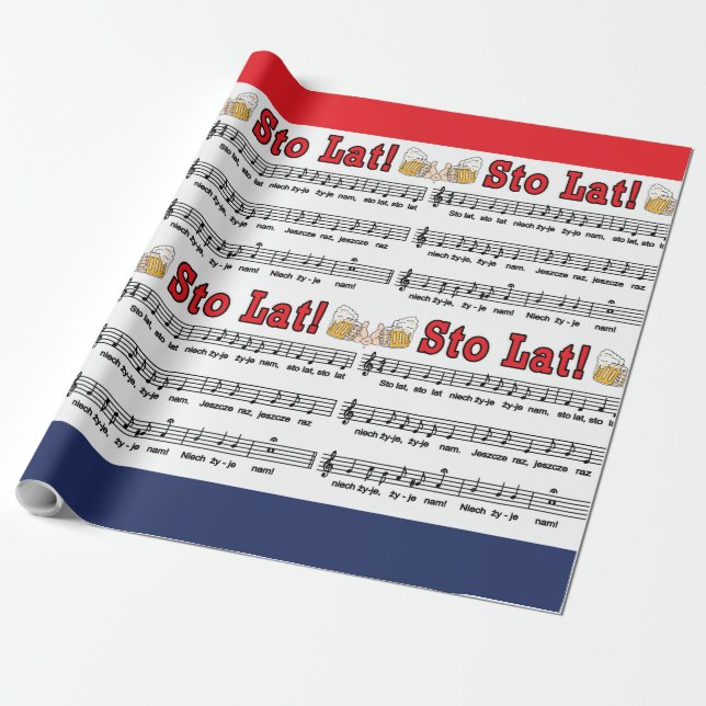 Papier Cadeau Sto Lat ! Chanson Avec Beer Mugs (Déroulé)