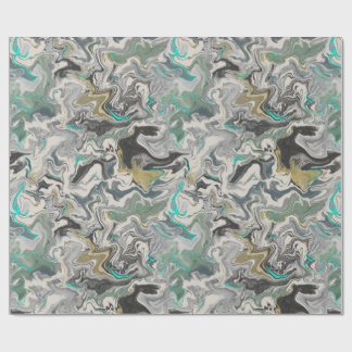 Papier Cadeau Stone Marbling with Turquoise Veins