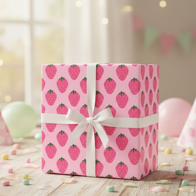 Papier Cadeau Strawberry gift wrap, cute gift wrap with fruit  (Créateur téléchargé)