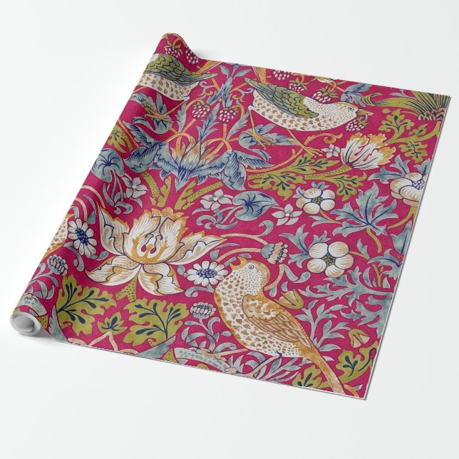 Papier Cadeau Strawberry Thief, William Morris (Déroulé)