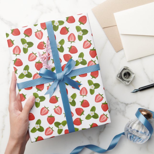 Papier Cadeau Strawberry Wrapping Paper - White (Cadeaux)