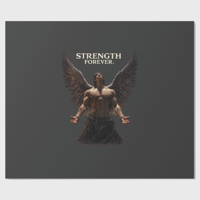 Papier Cadeau Strength Forever Dark Angel Design – Motivational  (Plat)