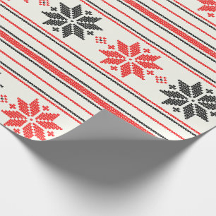 Papier Cadeau Stripe nordique de flocon de neige