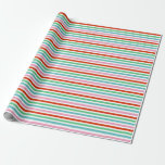 Papier Cadeau Stripe pattern | Colorful Christmas Cheer<br><div class="desc">Stylish, mignon papier d'emballage à bande de bonbons de noël dans des tons arc-en-ciel frappants de rouge, vert, bleu et rose dans un style moderne, "scandi"scandinave design style. Beau cadeau enveloppant pour la saison des fêtes ou à tout moment de l'année! Une partie de notre collection Festive Stripe, avec une...</div>