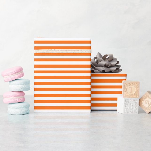 Papier Cadeau Stripes orange et blanc (Baby Shower)