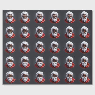 Papier Cadeau Strong Black Santa Melanin Chrismas Claus Men