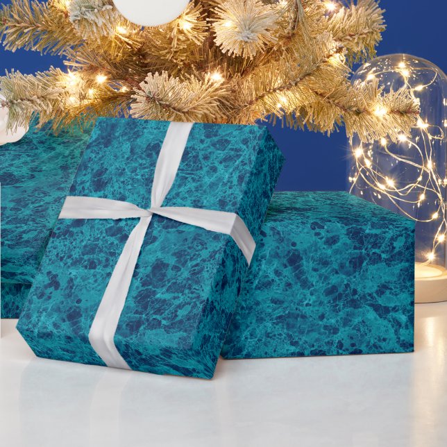 Papier Cadeau Structure en marbre bleu Terrazzo (Vacances)