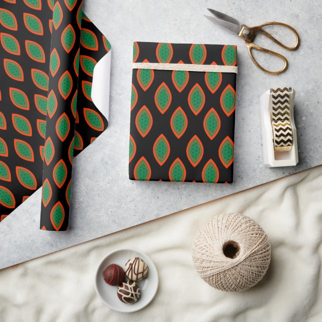 Papier Cadeau Style Ankara Rouge, Noir Et Vert (Artisanat)