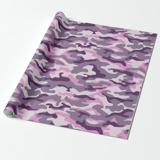 Papier Cadeau Style Camouflage rose violet (Déroulé)