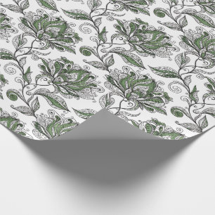 Papier Cadeau Style d'art de griffonnage abstrait floral Teintes