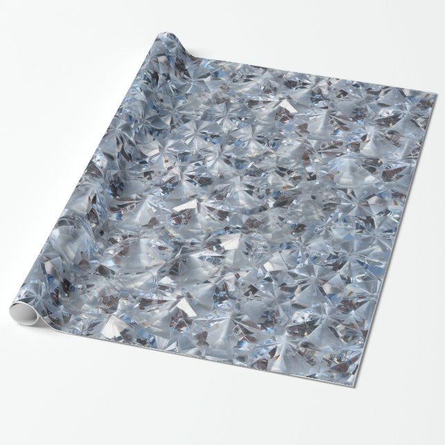 Papier Cadeau Style de cristaux de diamant de bleu glacier (Déroulé)