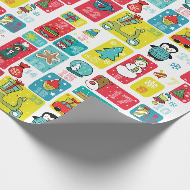 Papier Cadeau Style de dessin Calendrier des fêtes de l'Avent (Coin)