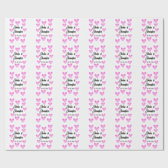 Papier Cadeau style de texte simple et blanc mariage (Plat)