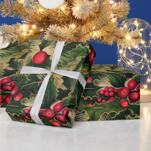 Papier Cadeau Style de verdure de Noël rétro Vintage 2