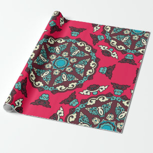 Papier Cadeau Style ethnique motif sans charme. Décor vintage