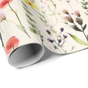 Papier Cadeau Style Floral Cottagecore Prairie Fleurie