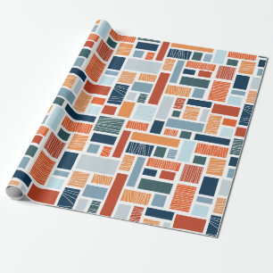 Papier Cadeau Style géométrique coloré du milieu du siècle