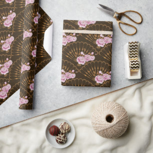 Papier Cadeau Style japonais amusant et roses