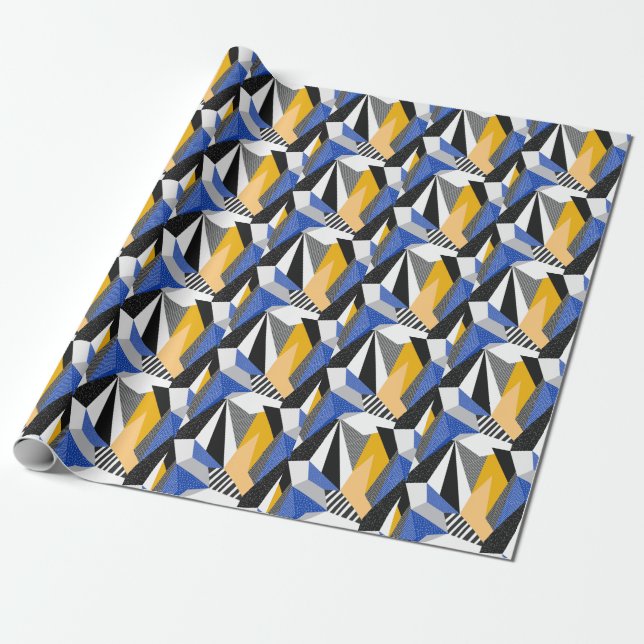Papier Cadeau Style Memphis : Collage géométrique créatif. (Déroulé)