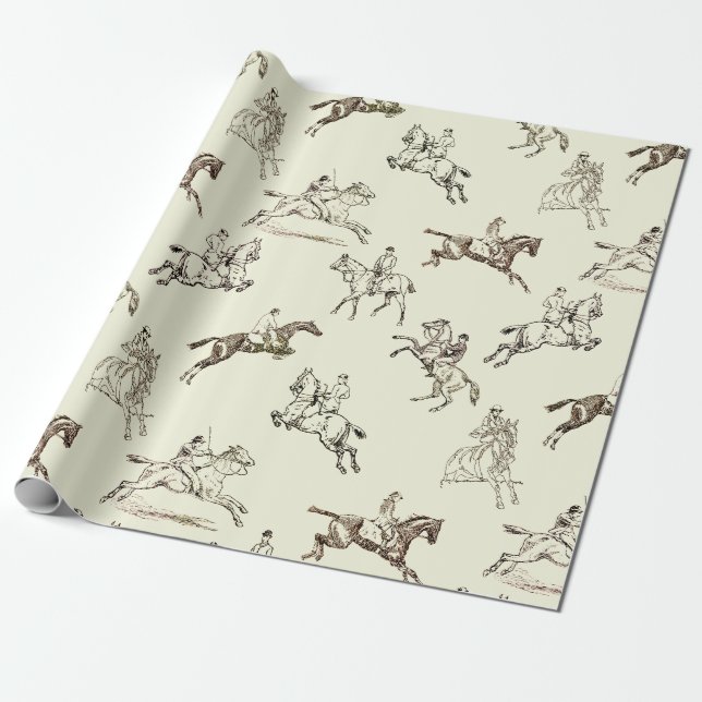 Papier Cadeau Style moderne Beige Horseback Toile (Déroulé)