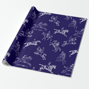 Papier Cadeau Style moderne Marine Bleu Horseback Riding Toile