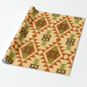 Papier Cadeau Style Navajo ethnique tribale géométrique transpar