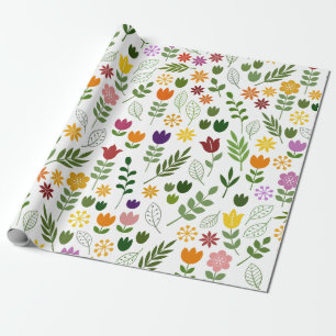 Papier Cadeau Style scandinave Flora et motif de faune
