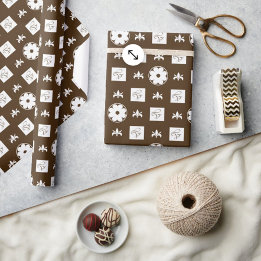 Papier Cadeau Style tendance Brown et blanc À damiers Motif