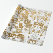 Style Vintage Grunge Or Damassé Floral Doré