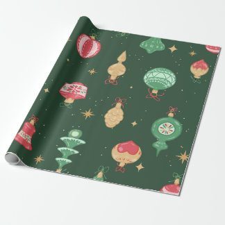 Papier Cadeau Style vintage Ornement de Noël Motif - Vert