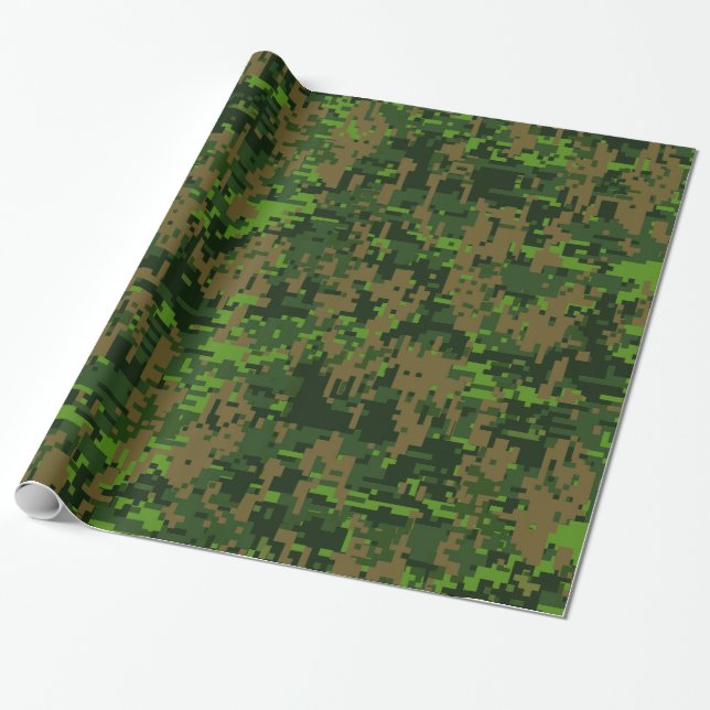 Papier Cadeau Style Woodland Camouflage numérique Décor Accent (Déroulé)