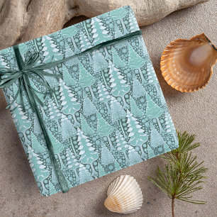 Papier Cadeau Stylisé Coastal Christmas Trees Motif#6b ID1009