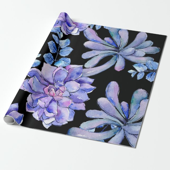 Papier Cadeau Succulentes tropicales colorées (Déroulé)