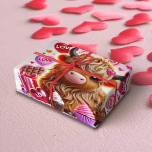 Papier Cadeau Sucré Comme Candy Highland Cow Valentines
