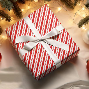 Papier Cadeau Sucre de canne de Noël personnalisé Red Stripes Go