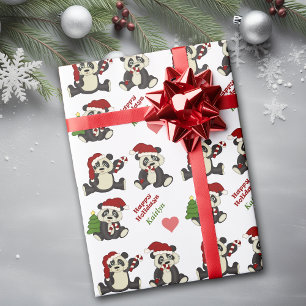 Papier Cadeau Sucre de canne Ours Panda Personnalisé