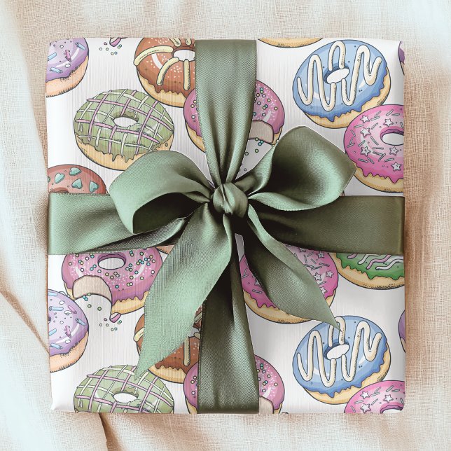 Papier Cadeau Sucré Goûté Donuts Colorful Food Dessert Motif (Créateur téléchargé)